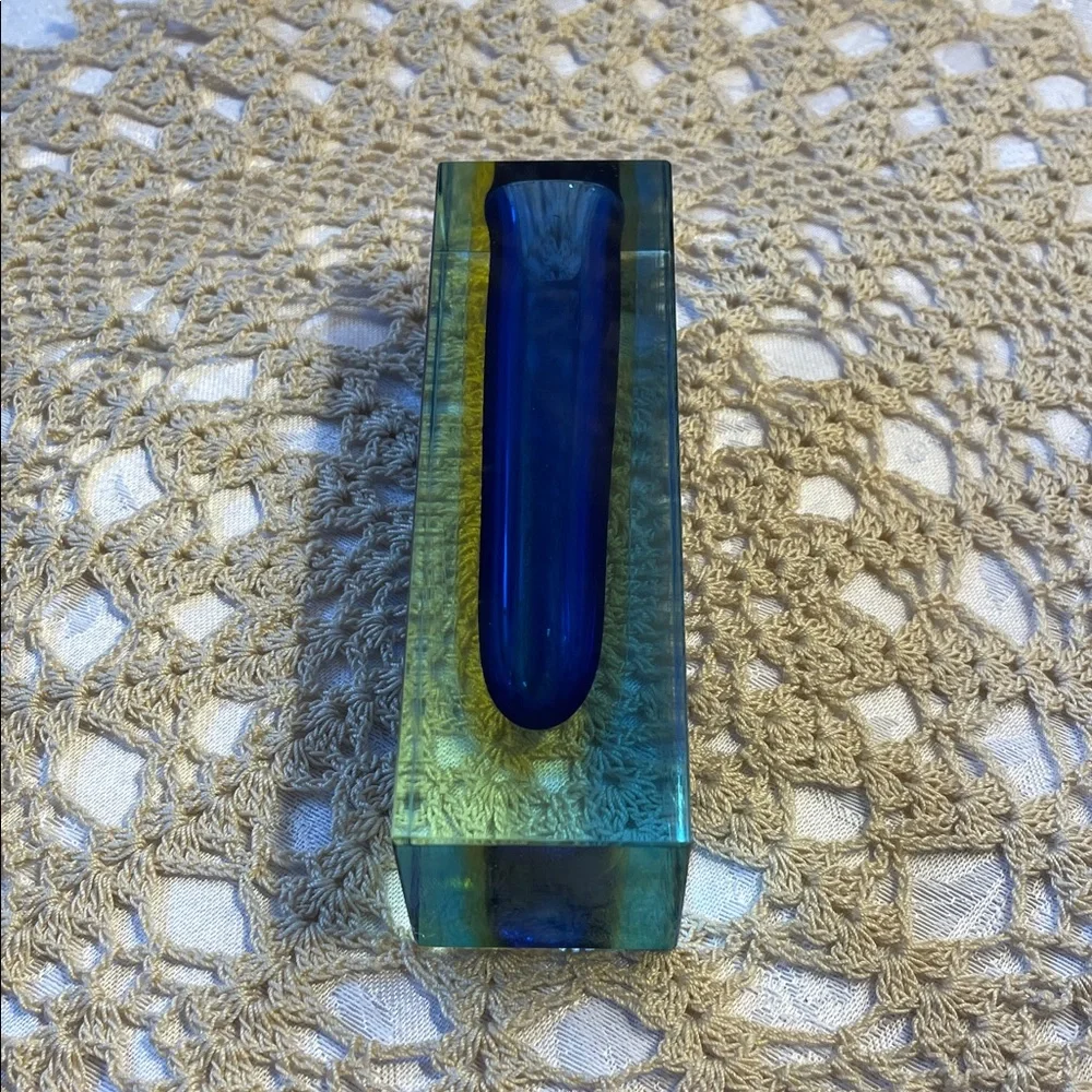 Vintage 1930’s Murano glass vase Blue & Gold Glass. - Picture 5 of 6
